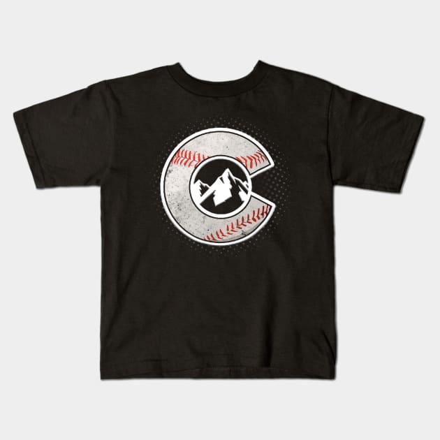 Distressed Colorado Baseball Colorado Kids T-Shirt by Vigo